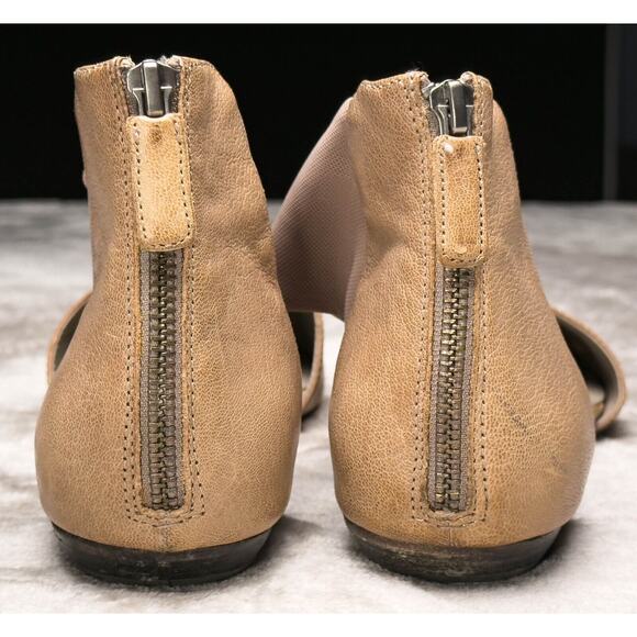 Eileen Fisher Allot Taupe Leather MeshPointed Toe Mesh Strap Flats Women Size 10 - Picture 5 of 15